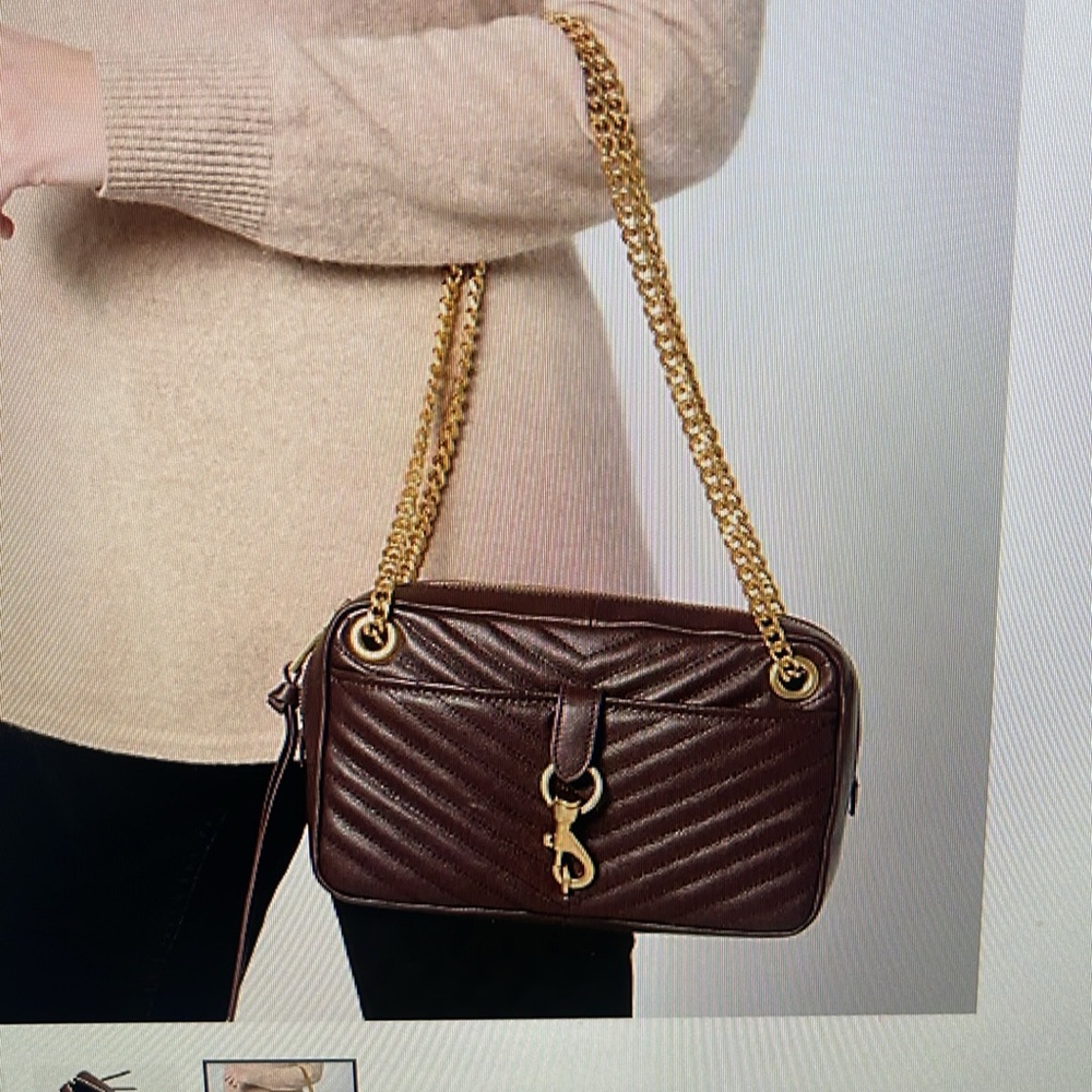 SOLD!!!!! NWT REBECCA MINKOFF EDIE ZIP SHOULDER LEATHER BAG IN CIGARO - Picture 4 of 12